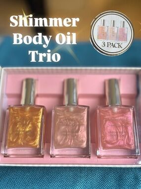 Shimmer Body Oil Trio - Gold, Champagne, Pink- NEW